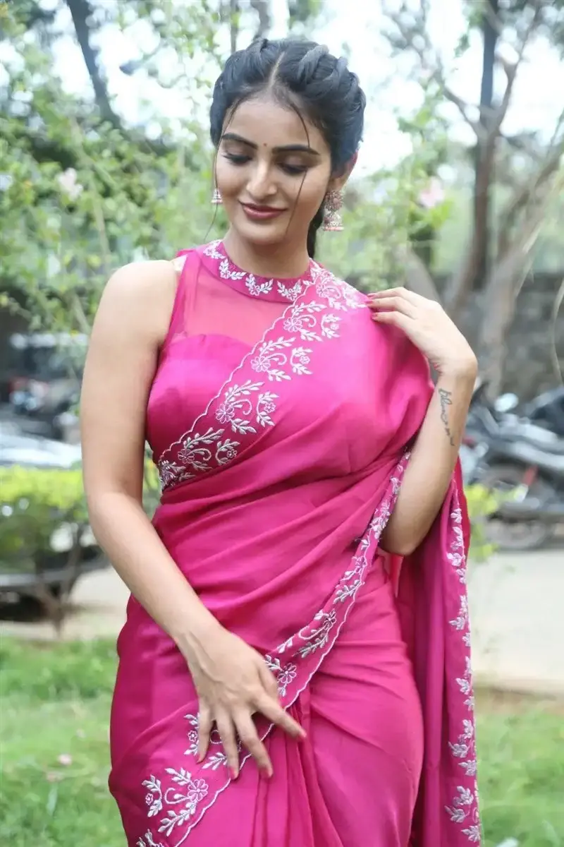 Actress Ananya Nagalla Red Saree at Anveshi Movie Release